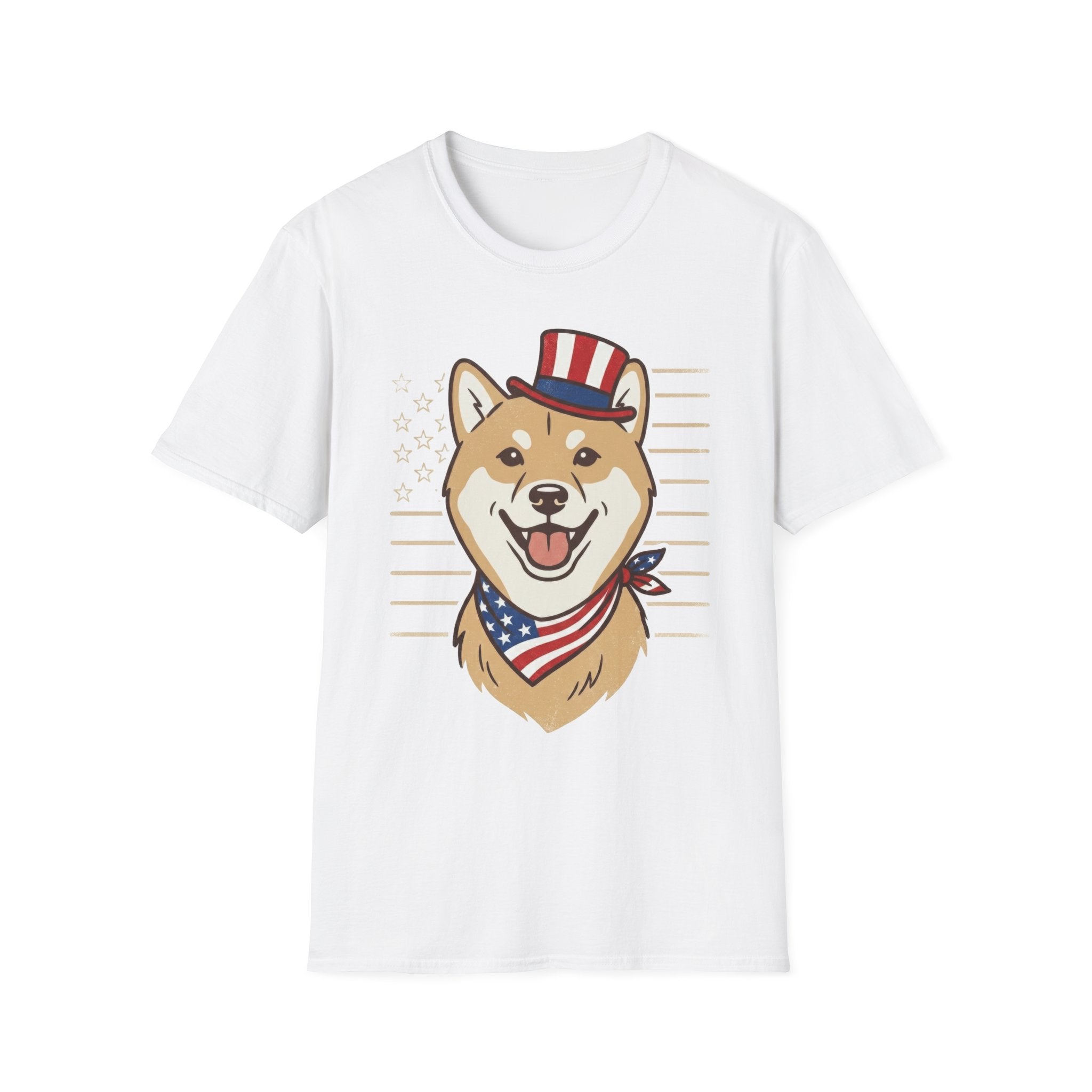 Patriotic Shiba Inu USA Flag Bandana Unisex T-Shirt