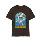 Stay Positive Shark Graphic T-Shirt - Retro Cartoon Ocean Fun Tee