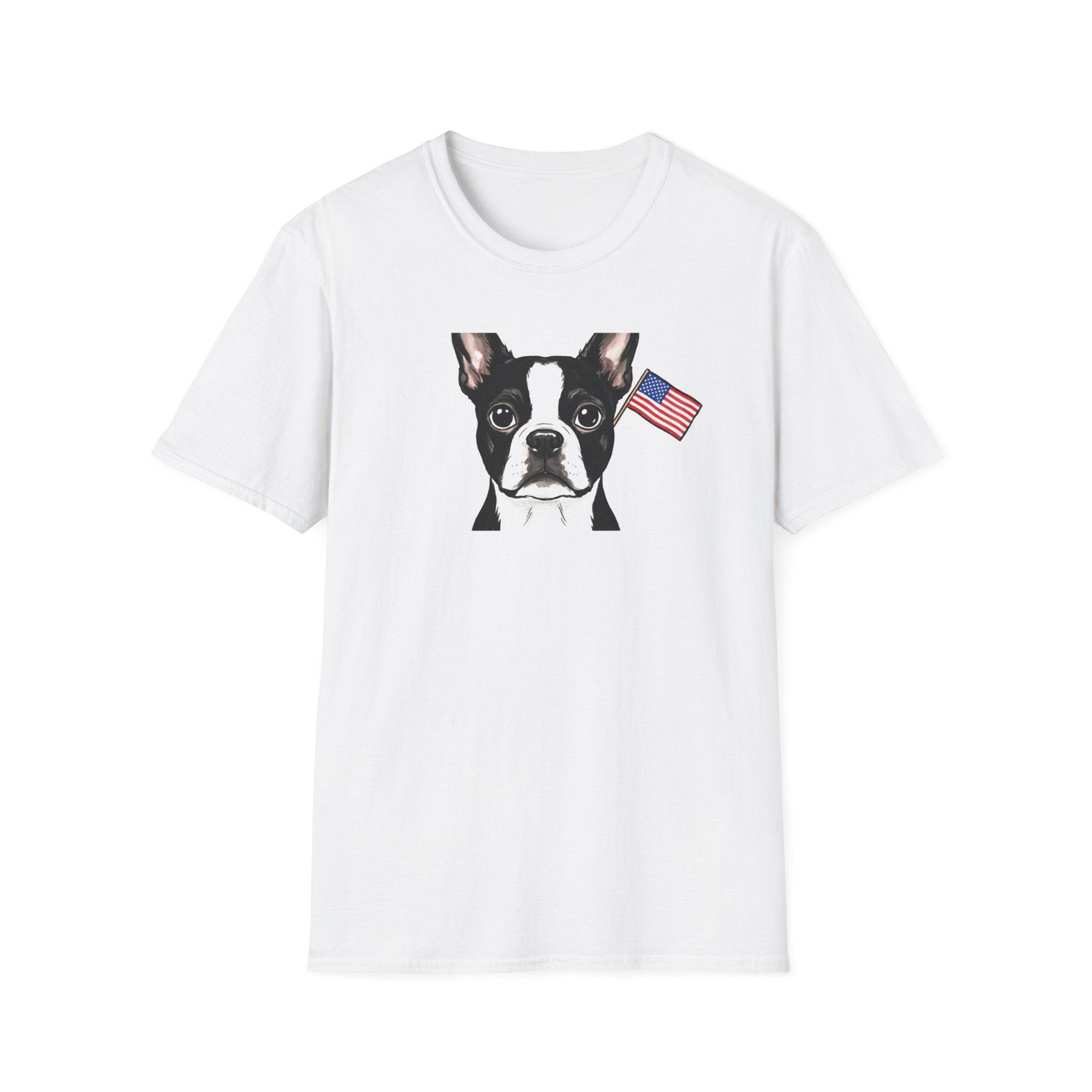 Patriotic Boston Terrier 4th of July Unisex T-Shirt - Vintage American Flag Dog Graphic Tee