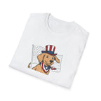Patriotic Golden Retriever 4th of July Unisex T-Shirt - Uncle Sam Dog Graphic Tee