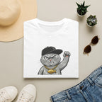 Funny Gangster Cat Unisex T-Shirt - Cool Hip Hop Space Grey Cat Graphic Tee