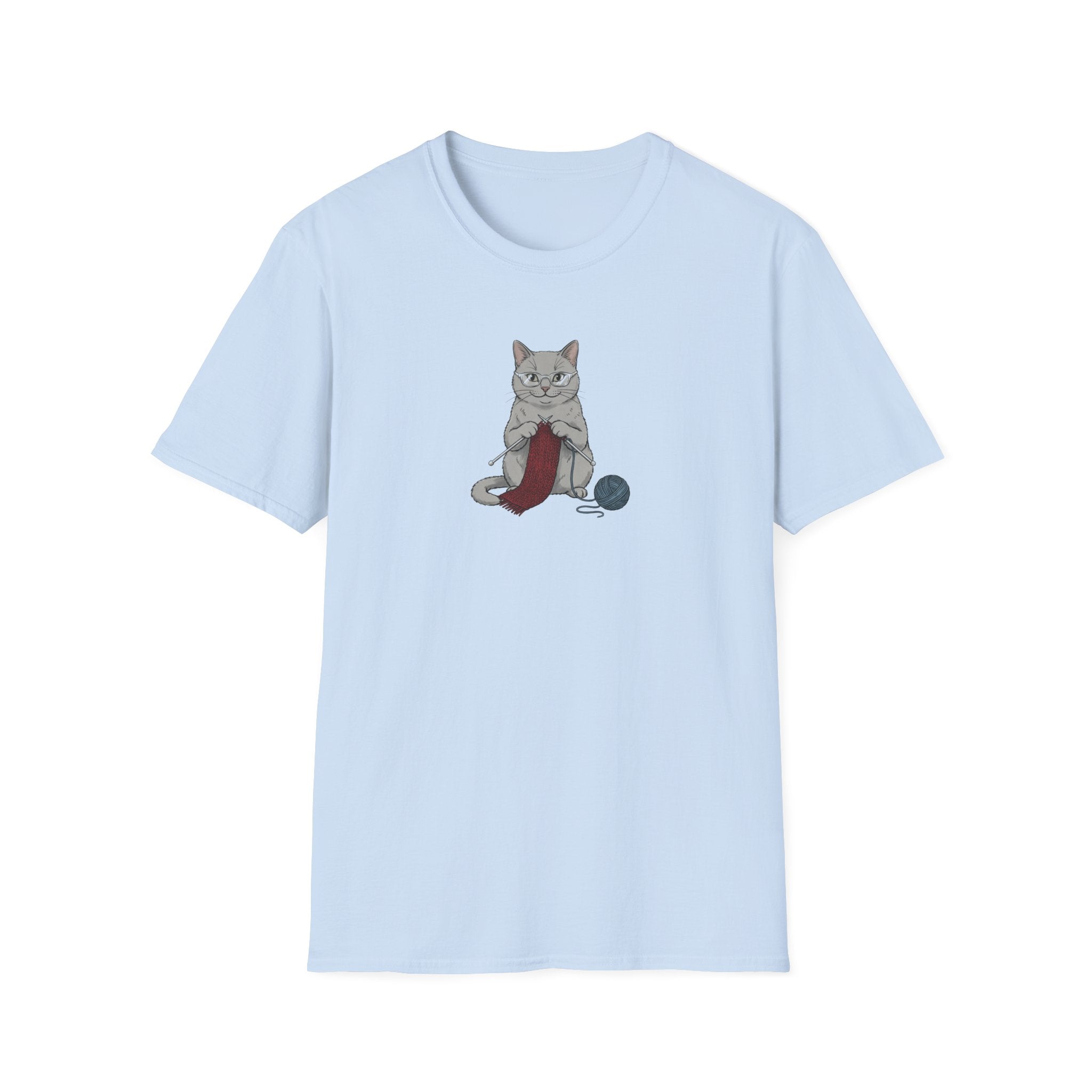 Funny Knitting Cat Graphic T-Shirt | Cute Crafting British Shorthair Unisex Tee