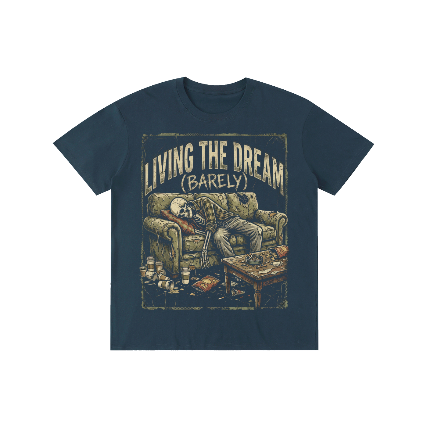 Living The Dream (Barely) Skeleton Graphic Tee