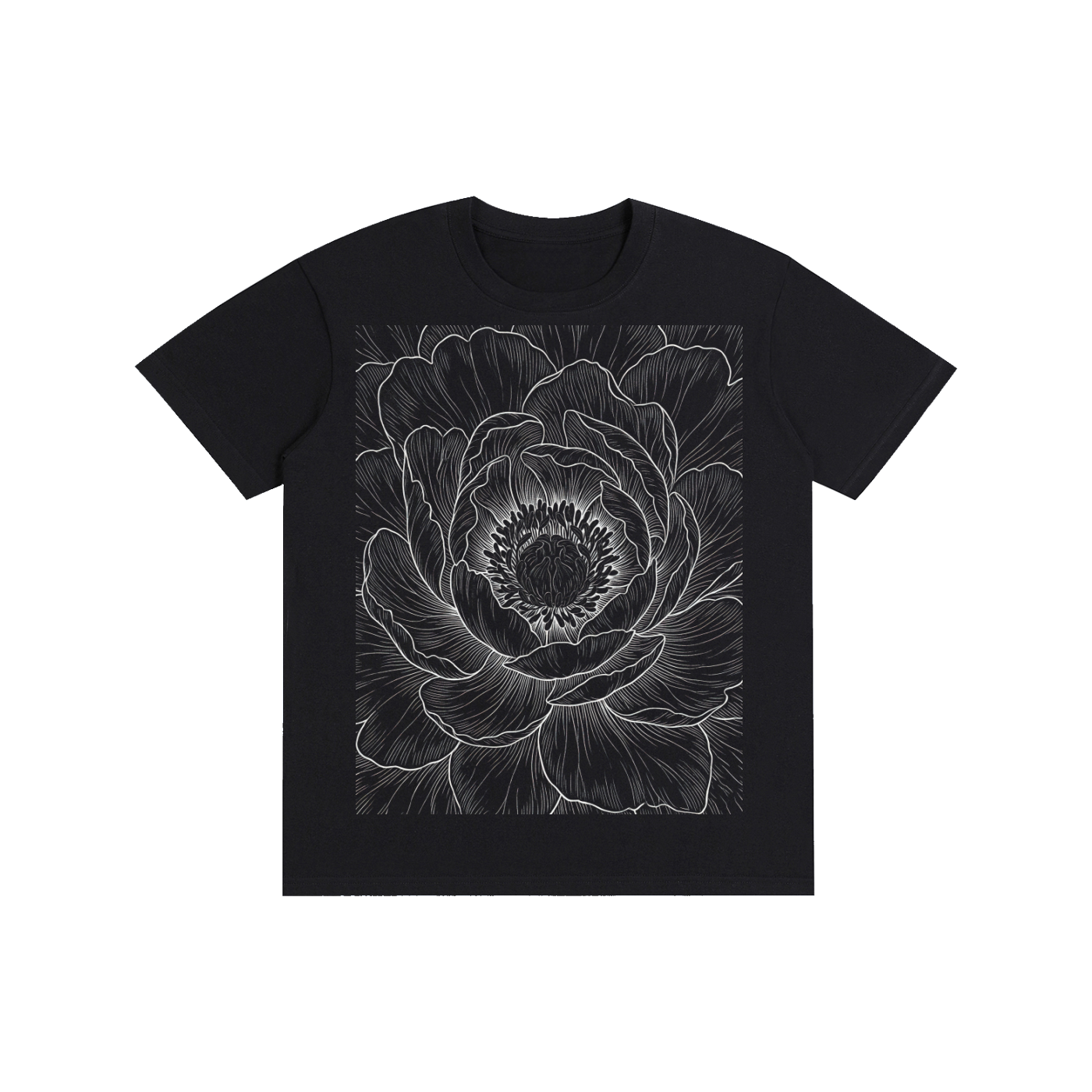 Ethereal Peony Line-Art Graphic Tee
