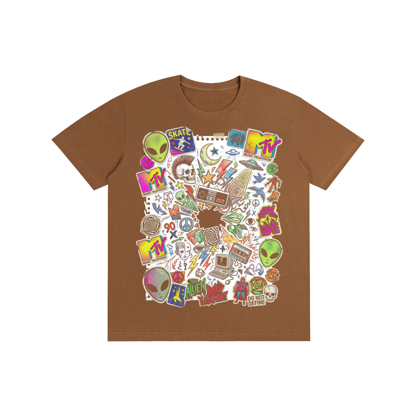 90s Retro Sticker Collage Graphic Tee