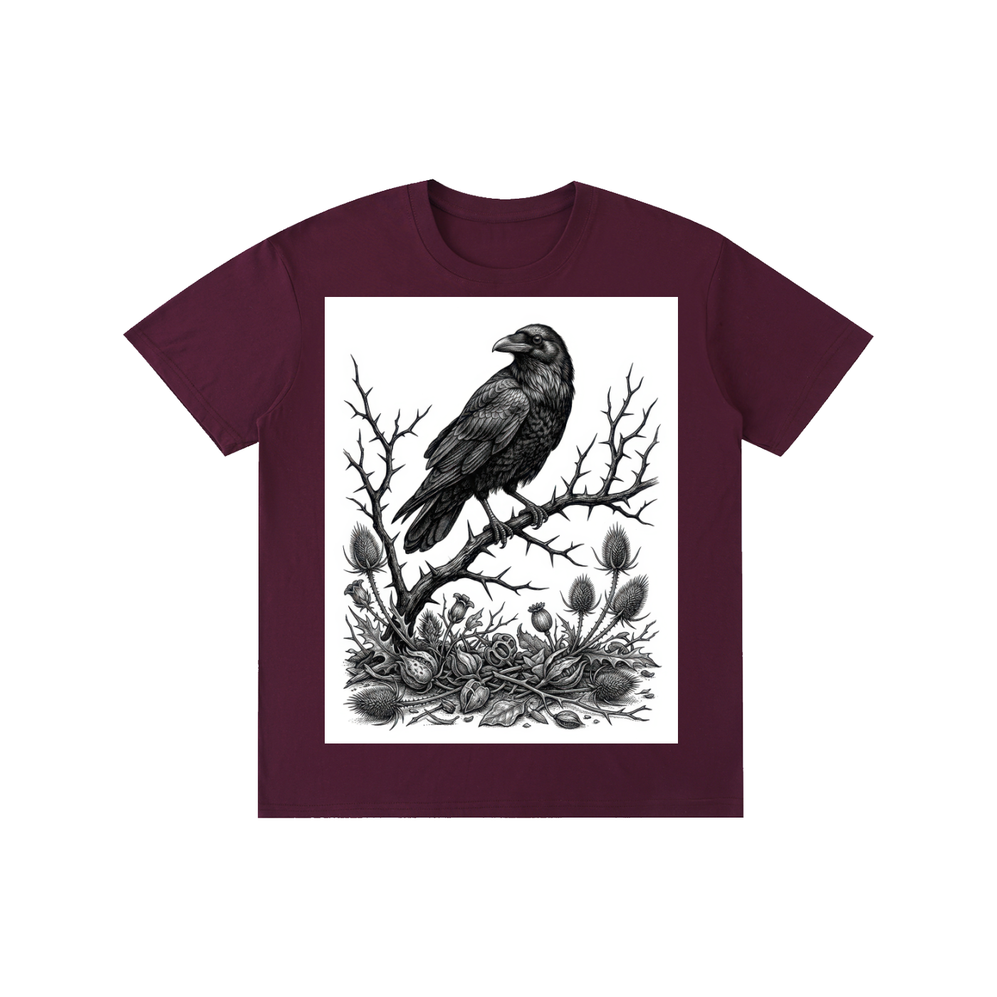 Gothic Raven & Thorns Graphic Tee