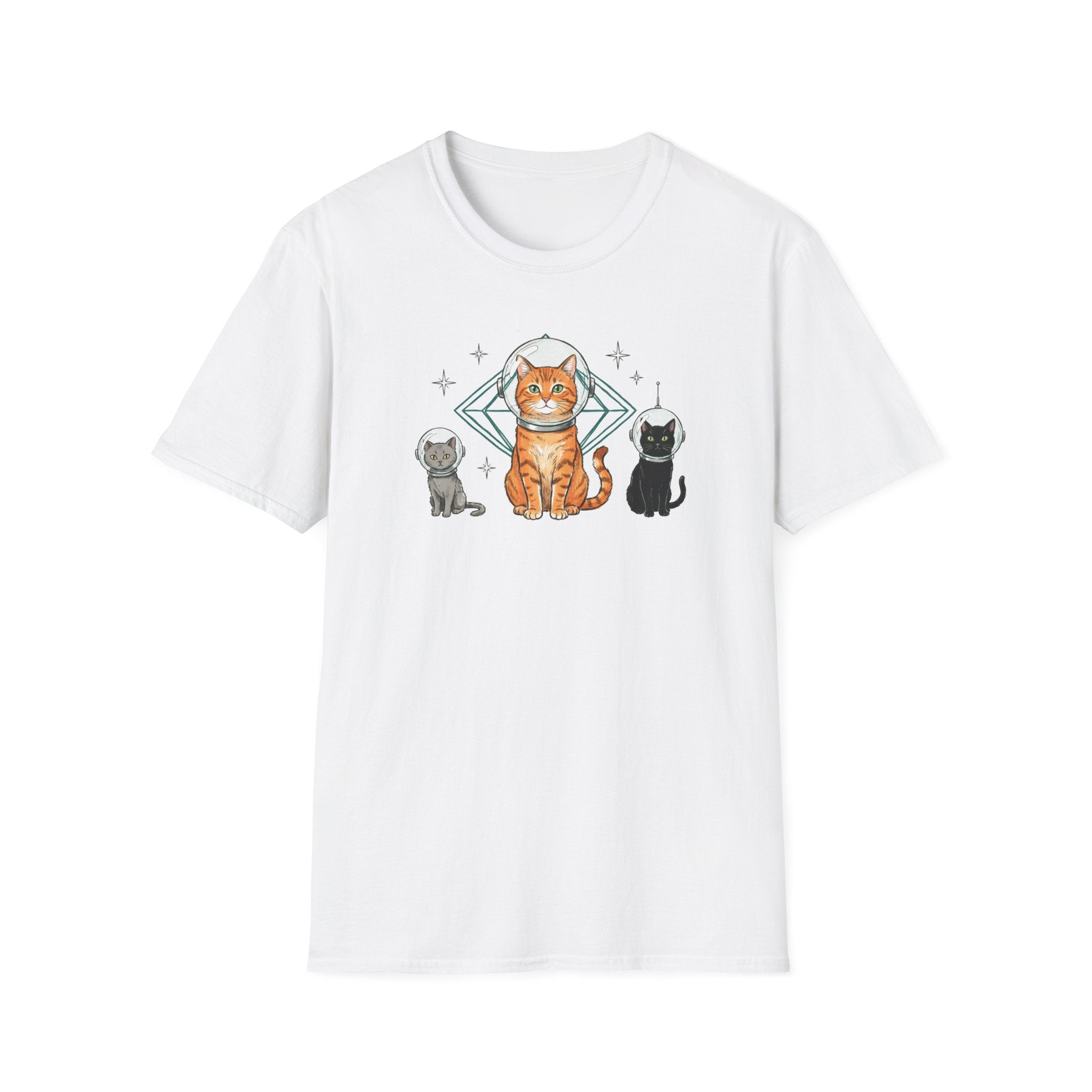 Retro Astronaut Cats Unisex T-Shirt - Vintage Space Cat Graphic Tee