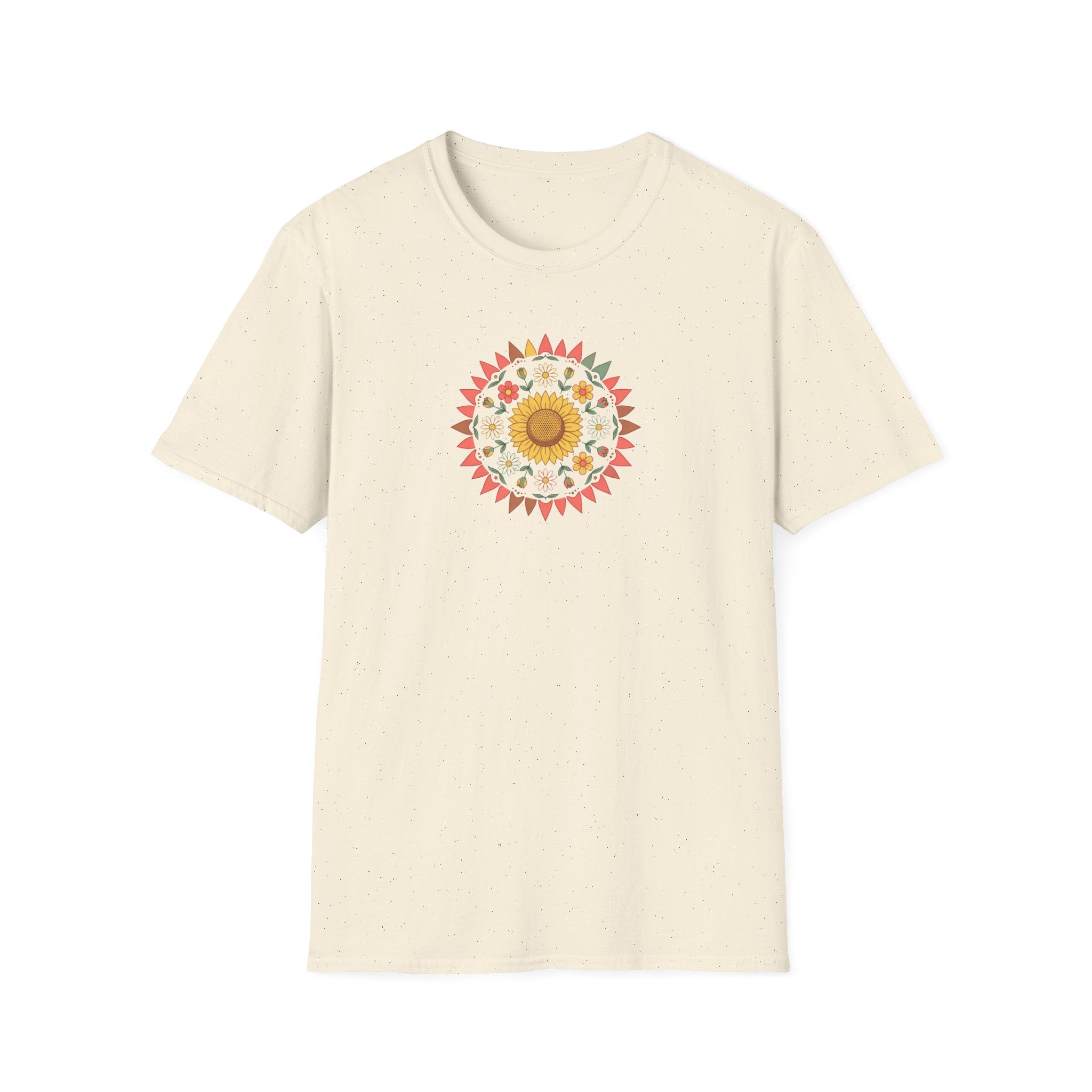 Boho Sunflower Mandala Graphic T-Shirt | Vintage Floral Unisex Tee