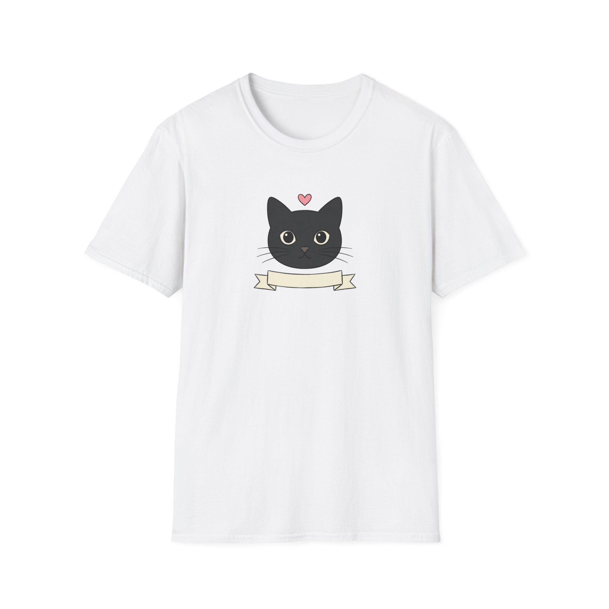 Minimalist Black Cat Graphic T-Shirt - Cute Cat Lover White Tee