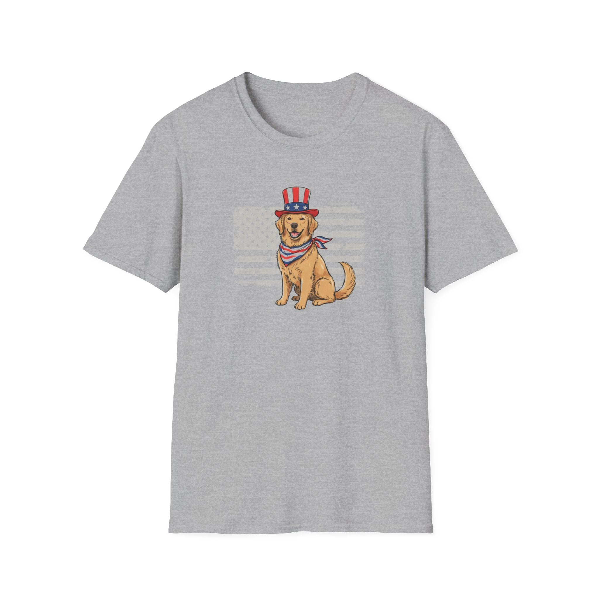 Patriotic Golden Retriever 4th of July Unisex T-Shirt - Vintage American Flag Dog Graphic Tee