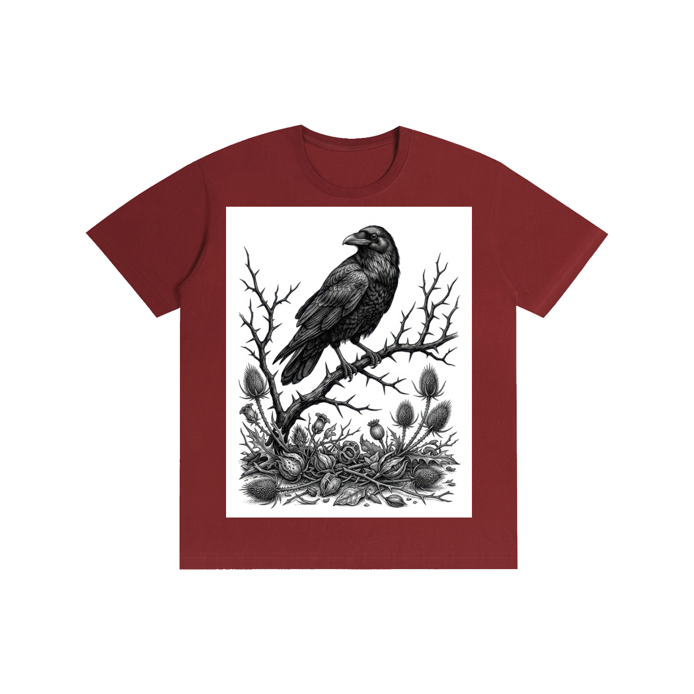 Gothic Raven & Thorns Graphic Tee