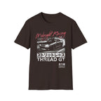 Midnight Racing street race t-shirt with Japanese text and GT car graphic, motorsport apparel