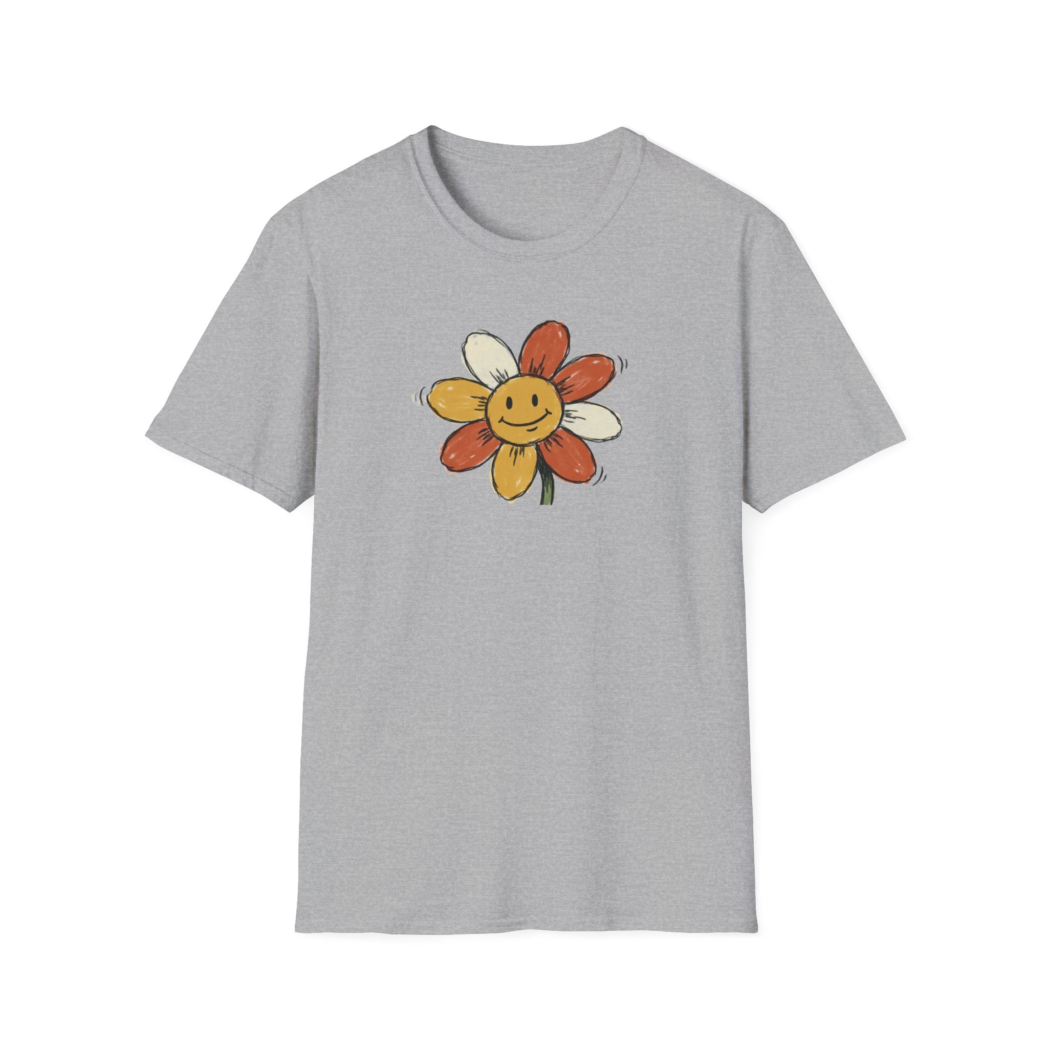 Retro Smiley Face Flower T-Shirt | 70s Vintage Aesthetic Indie Unisex Tee