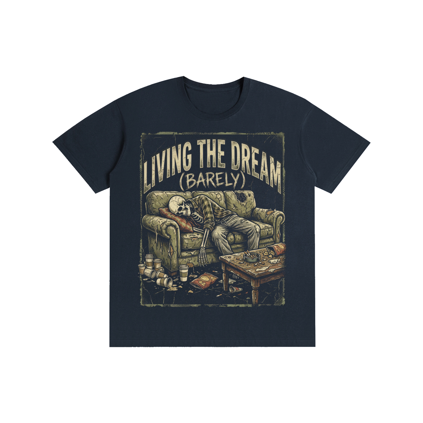 Living The Dream (Barely) Skeleton Graphic Tee