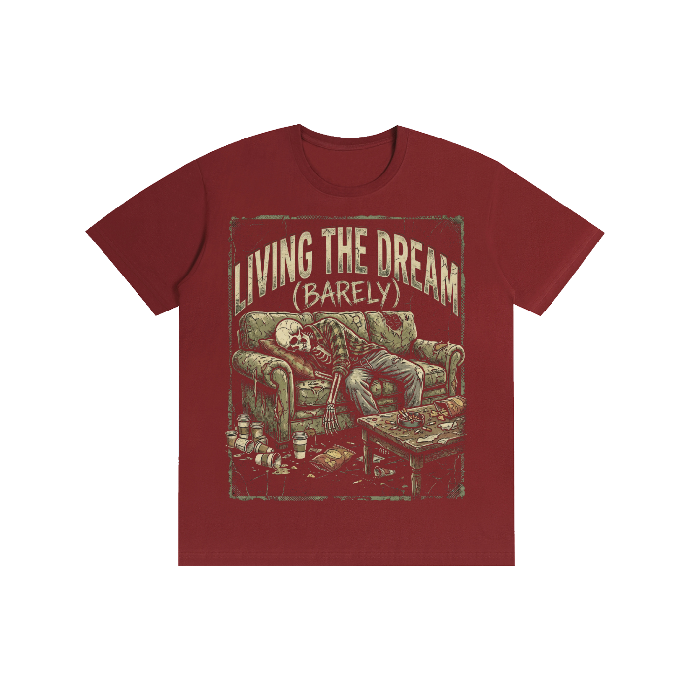 Living The Dream (Barely) Skeleton Graphic Tee