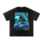 Godzilla x Nissan Skyline GT-R R34 Graphic Unisex Washed Oversized T-Shirt – Streetwear JDM Tee