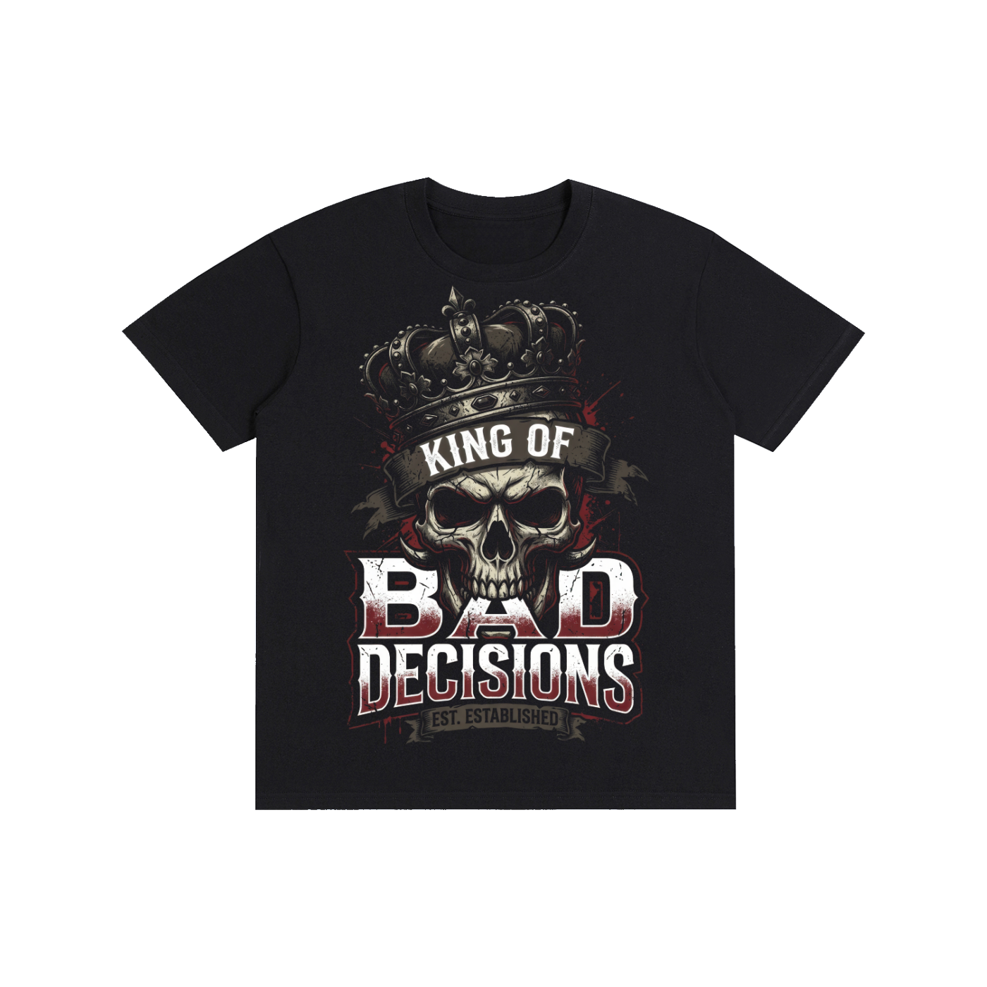 "King of Bad Decisions" Crowned Skull Graphic Tee