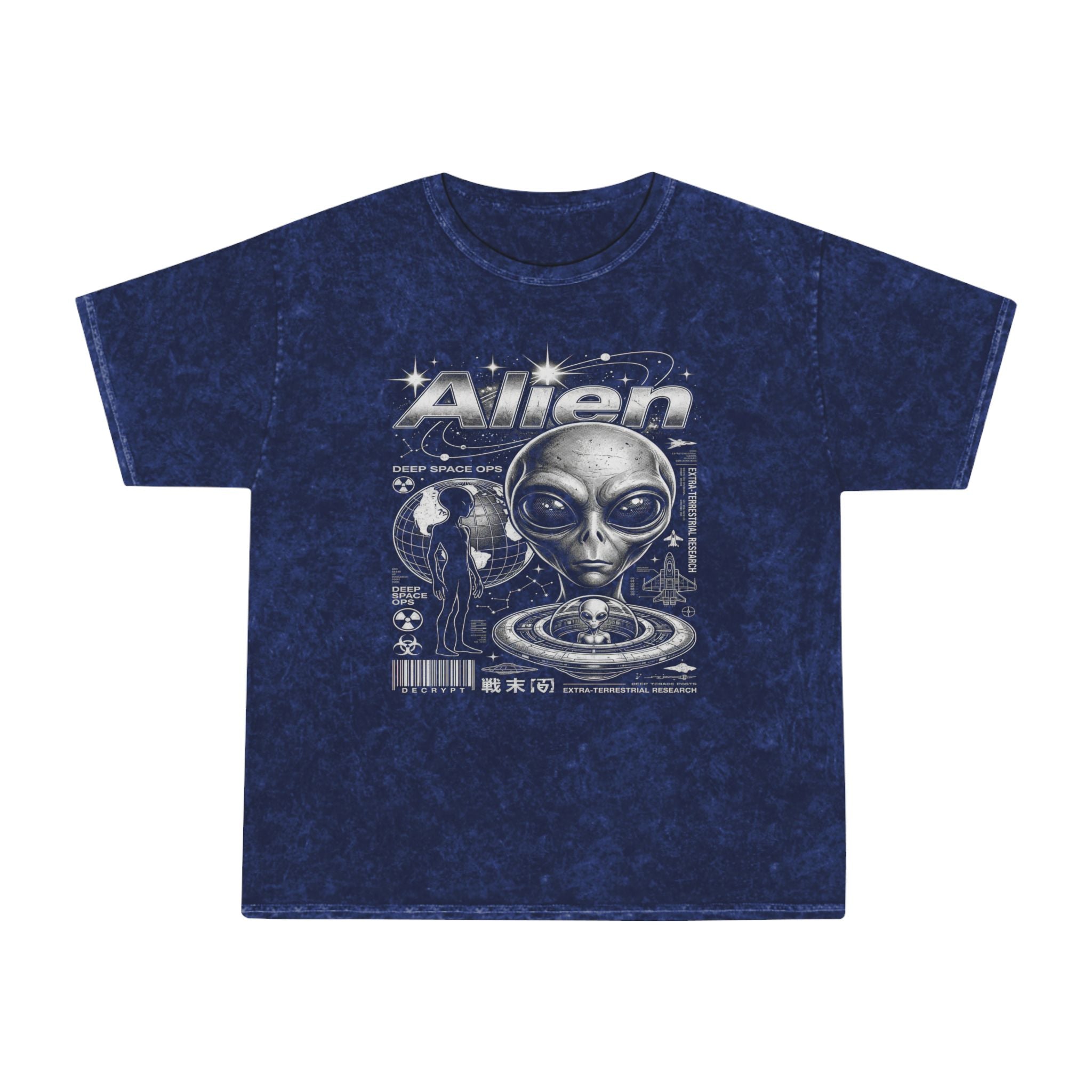 Alien Graphic Tee — Vintage Mineral Wash UFO Shirt