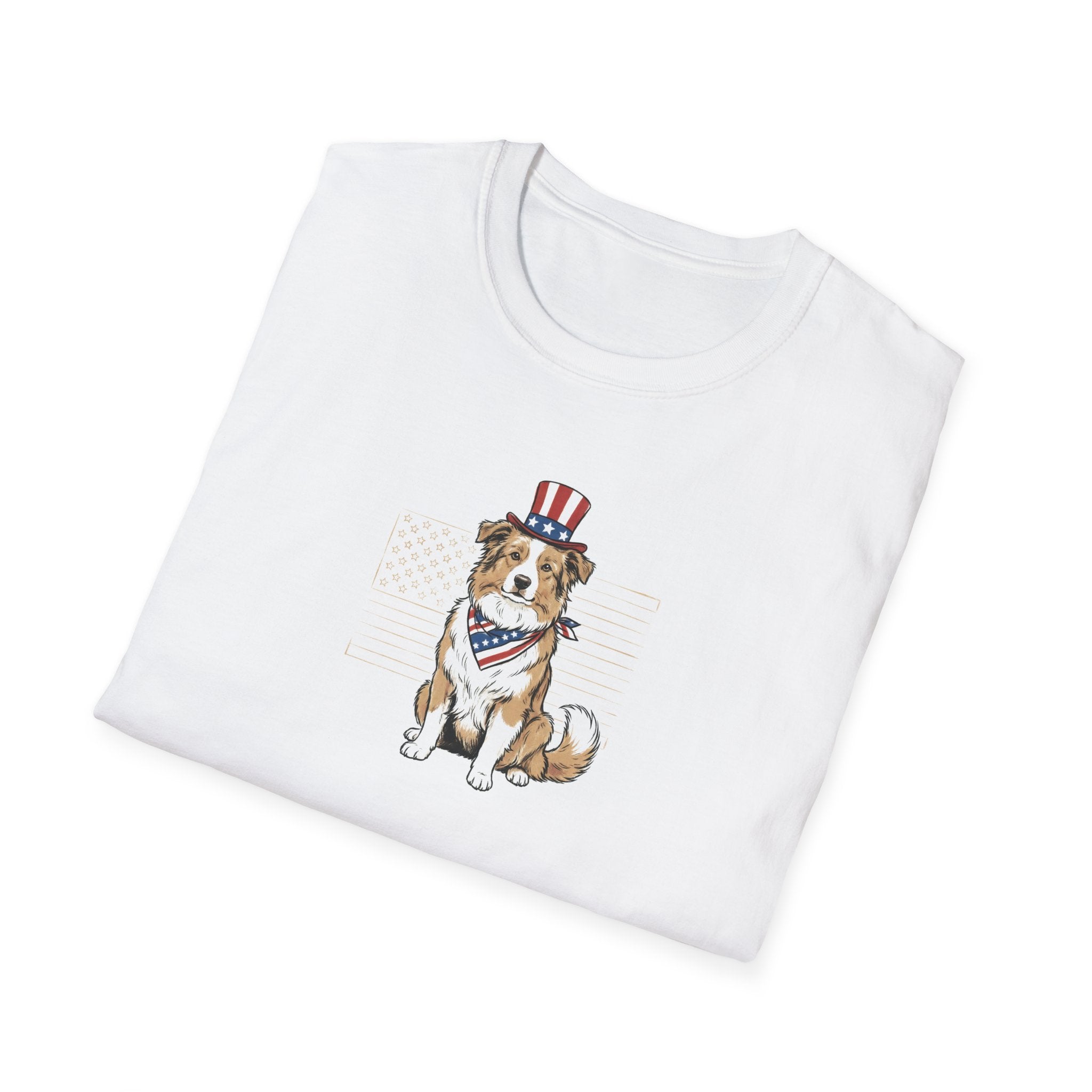 Patriotic Australian Shepherd Unisex T-Shirt | USA Flag Dog Graphic Tee