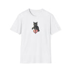 Vintage Tattoo Black Cat Unisex T-Shirt | Edgy Dagger and Heart Graphic Tee