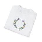 Watercolor Floral Wreath Unisex T-Shirt | Minimalist Botanical Graphic Tee