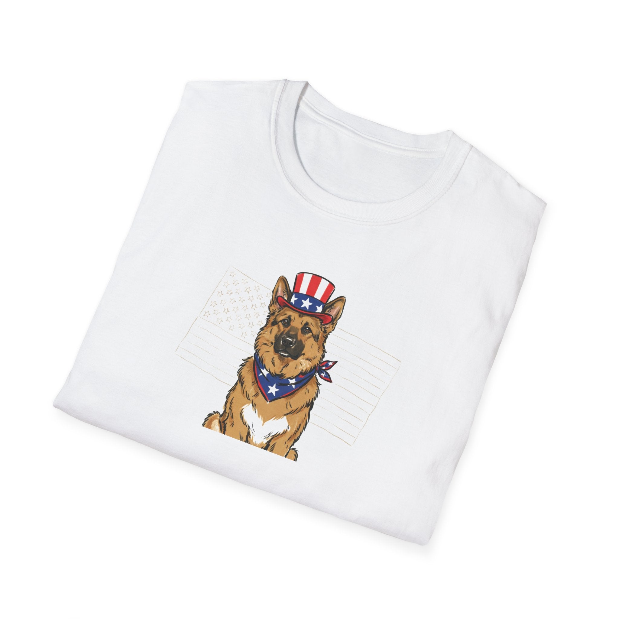 Patriotic German Shepherd Unisex T-Shirt – USA Flag Dog Graphic Tee