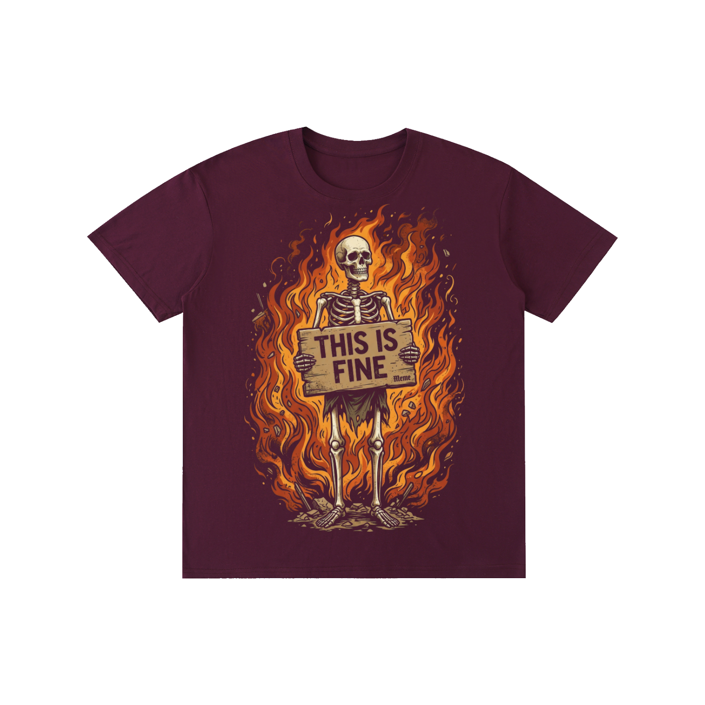This Is Fine Skeleton Fire Graphic Tee