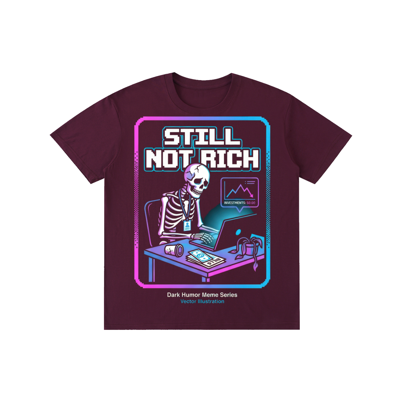 Still Not Rich Cyber Skeleton Graphic Tee