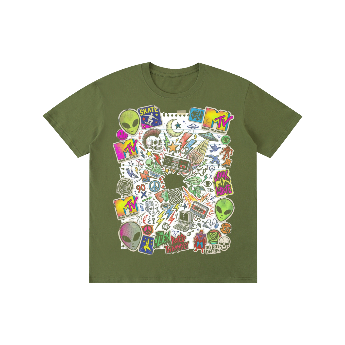 90s Retro Sticker Collage Graphic Tee