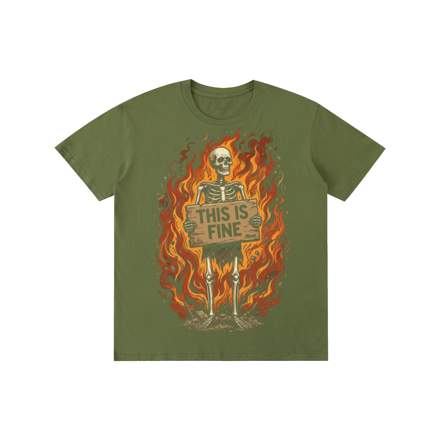 This Is Fine Skeleton Fire Graphic Tee