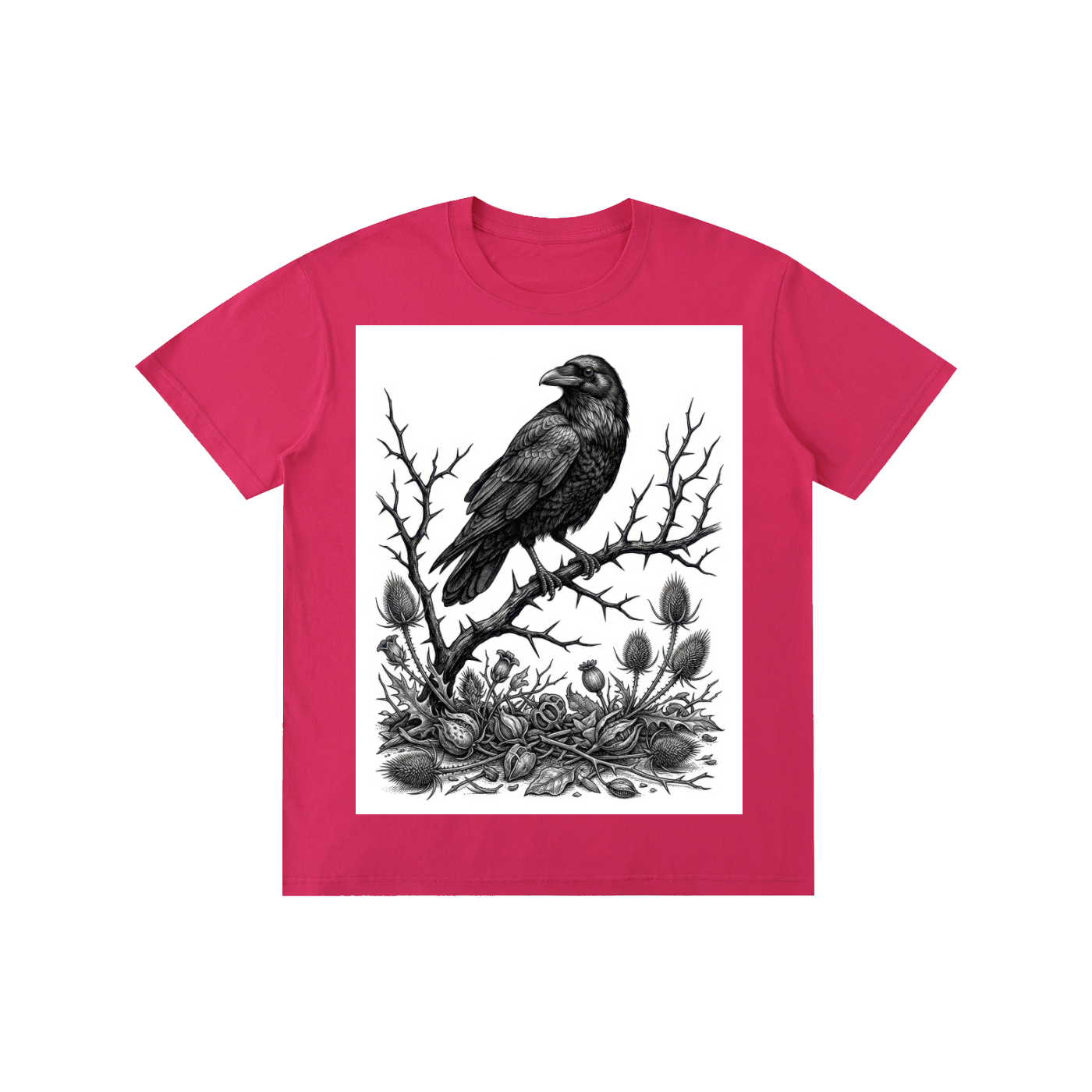 Gothic Raven & Thorns Graphic Tee