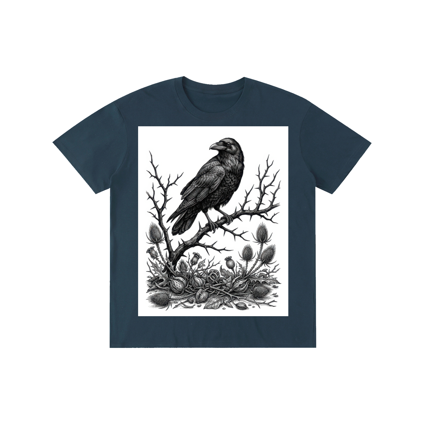 Gothic Raven & Thorns Graphic Tee