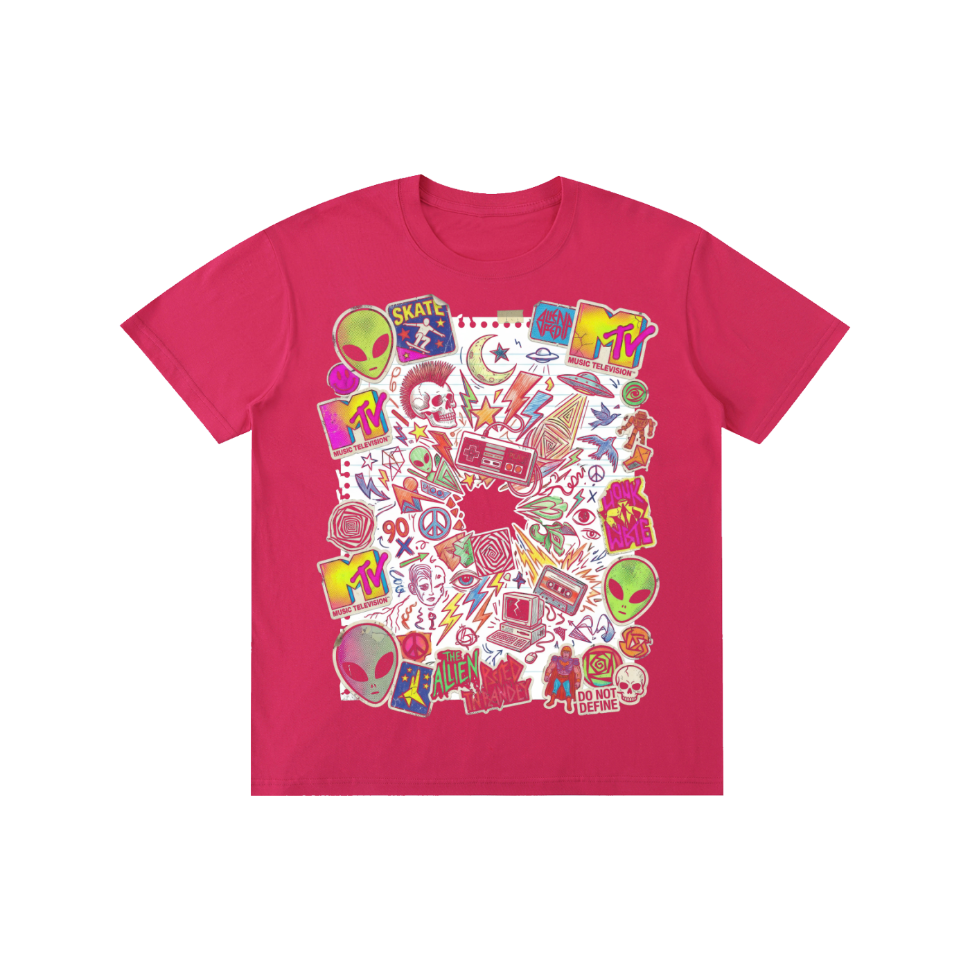 90s Retro Sticker Collage Graphic Tee