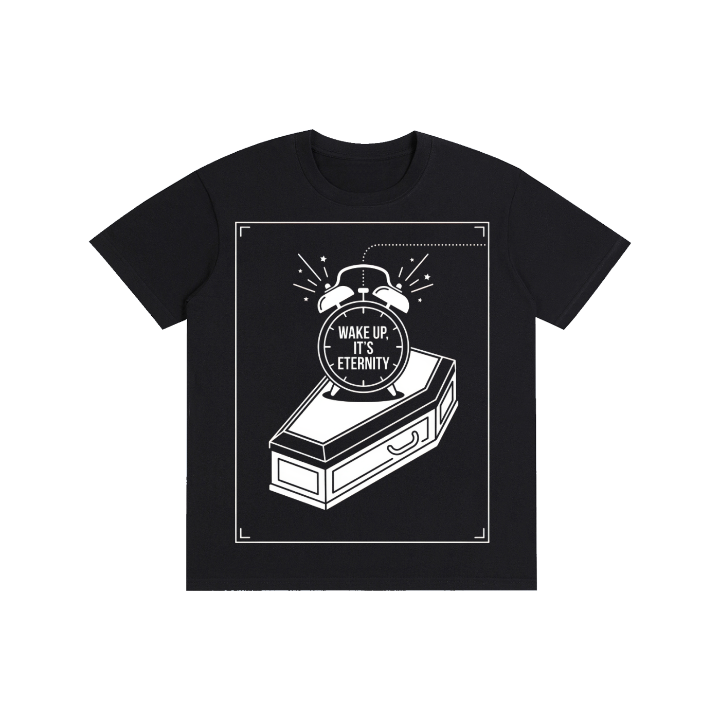 "Wake Up, It's Eternity" Coffin Minimalist Tee