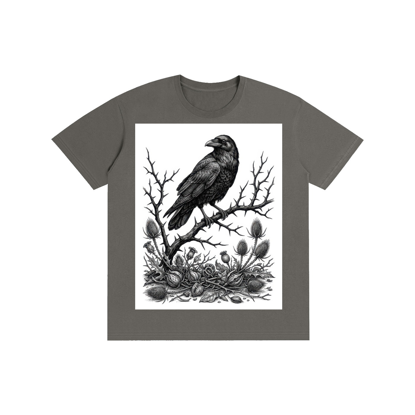 Gothic Raven & Thorns Graphic Tee