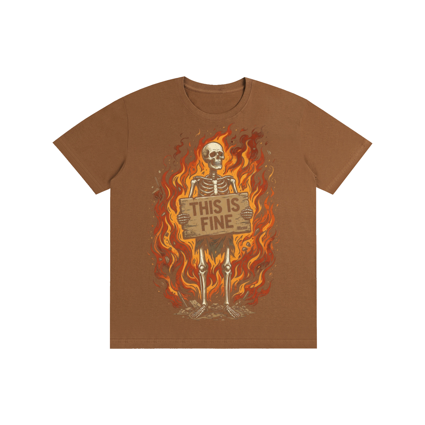 This Is Fine Skeleton Fire Graphic Tee